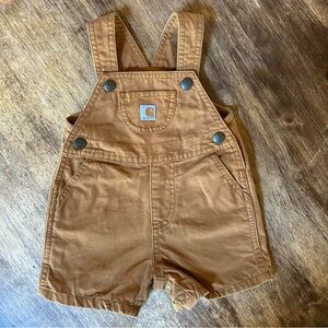 Carhartt 9 Month Old Overall Shorts Brown Duck Canvas Baby Toddler Snap Closure